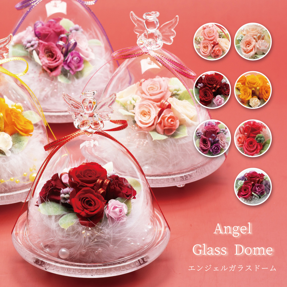 プリザーブドフラワー 花 おしゃれ ギフト エンジェルガラスドーム