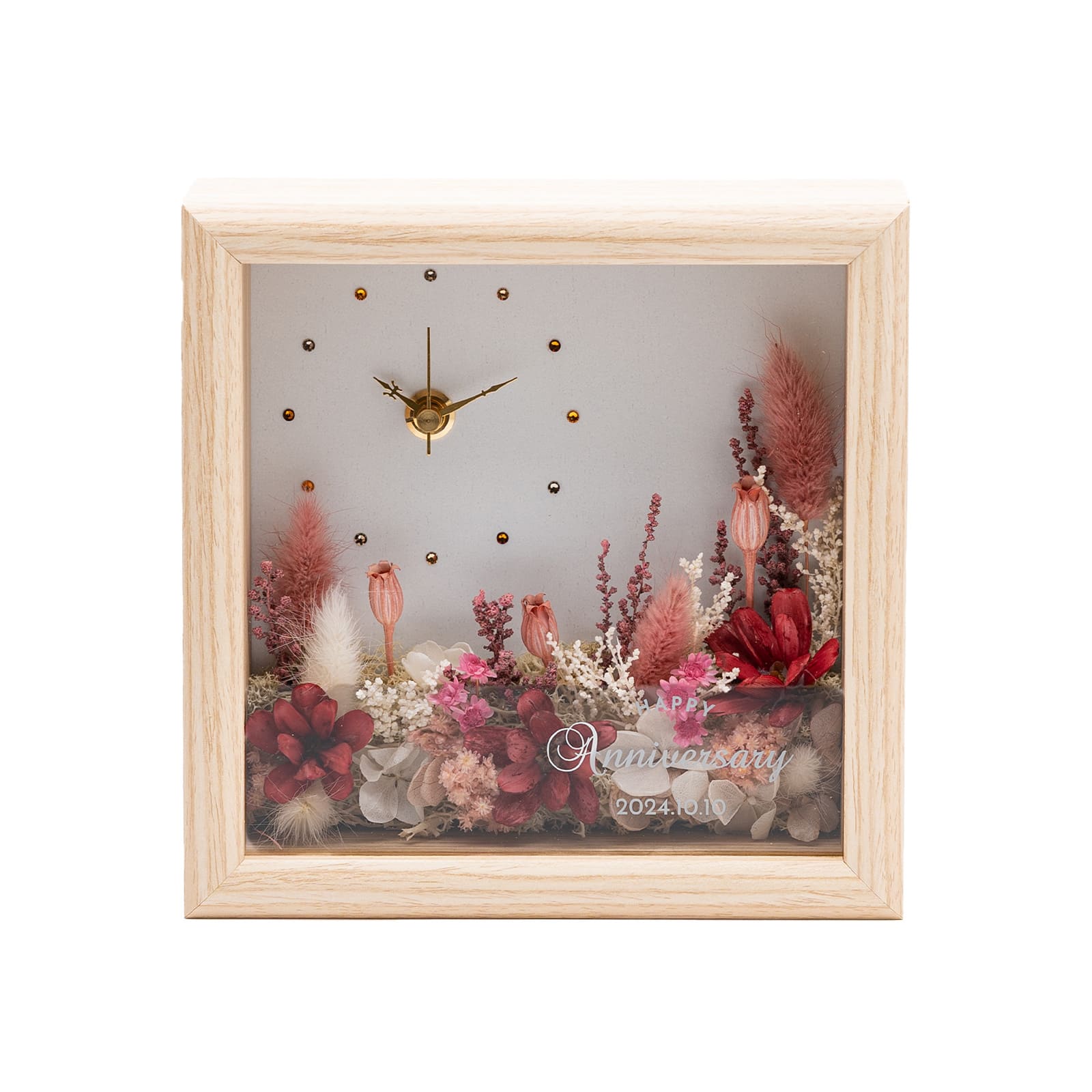 置時計 ドライフラワークロック 名入れ 結婚祝い 置き時計 プリザード