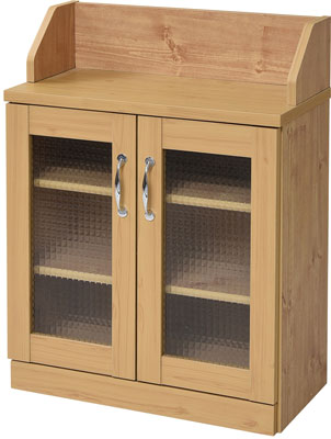 カウンター下収納 ガラス扉 キャビネット 食器棚 薄型 幅60 高さ80