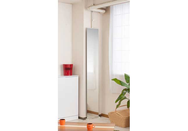 姿見 突っ張り ミラー 全身 鏡 壁面 幅30cm つっぱり 日本製 : 収納