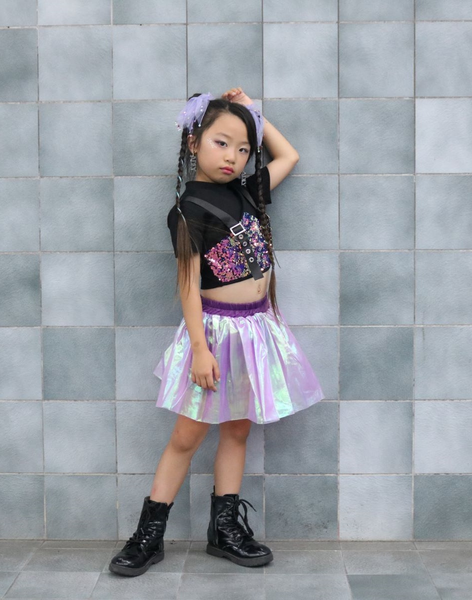 ダンス衣装 ガールズ K-POP 韓国 セットアップ スパンコール キラキラ