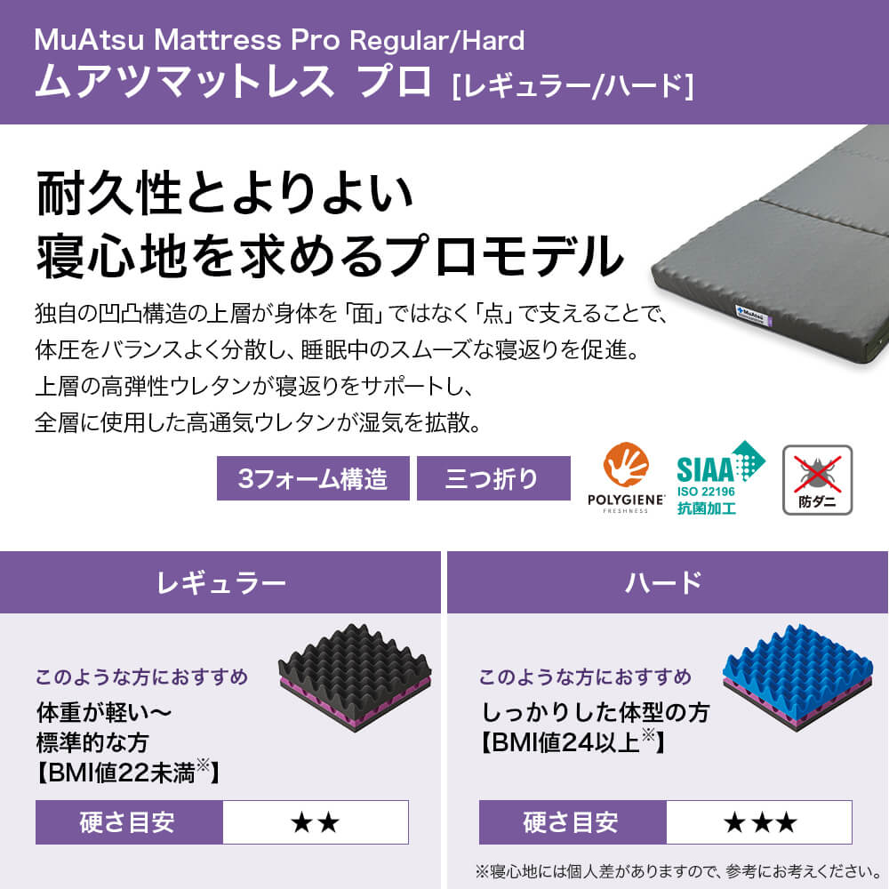 西川（nishikawa） マットレス シングル 折りたたみ 三つ折り ムアツ