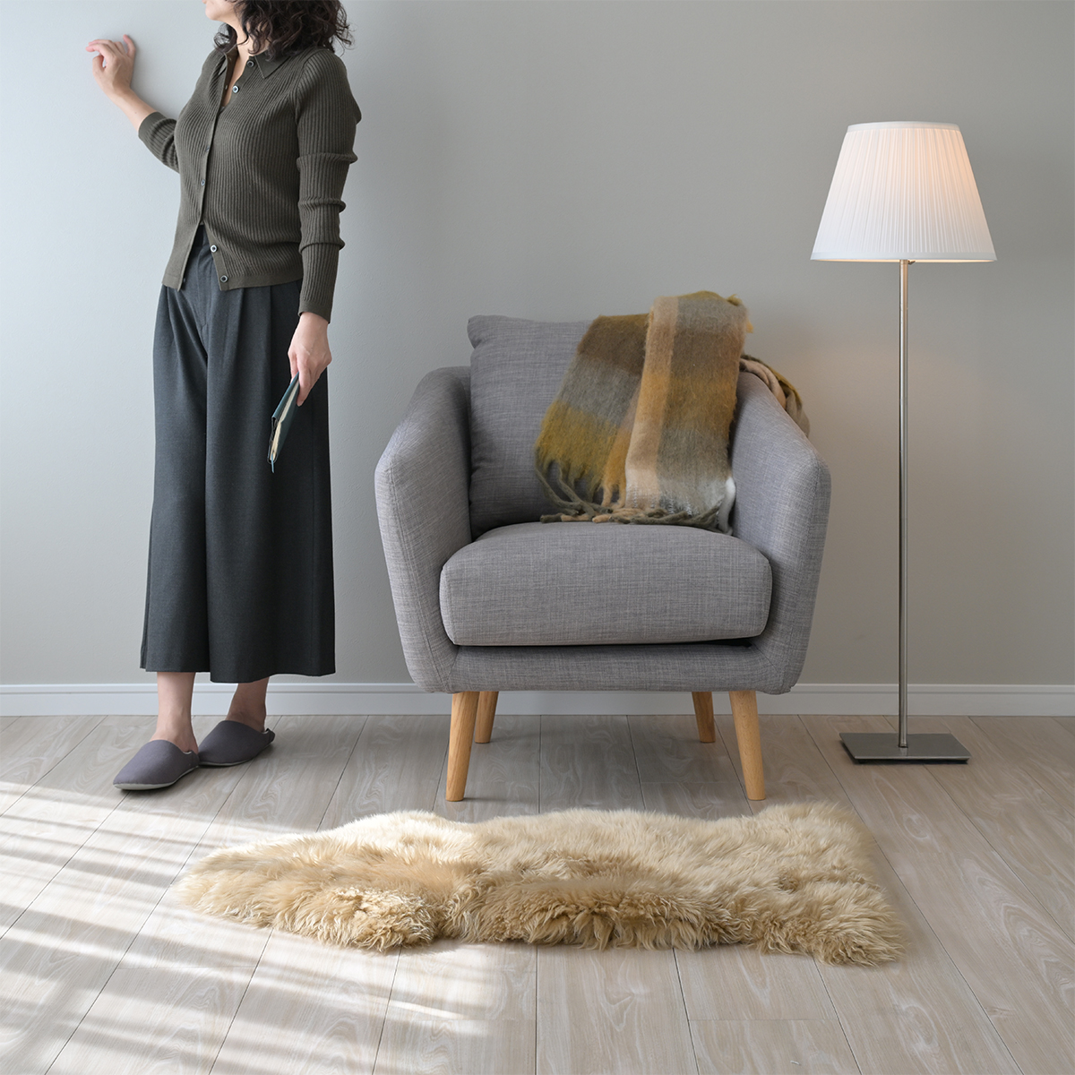 スリープテイラー ムートンラグ ラグ 高級天然 本革 60×90cm 厚手