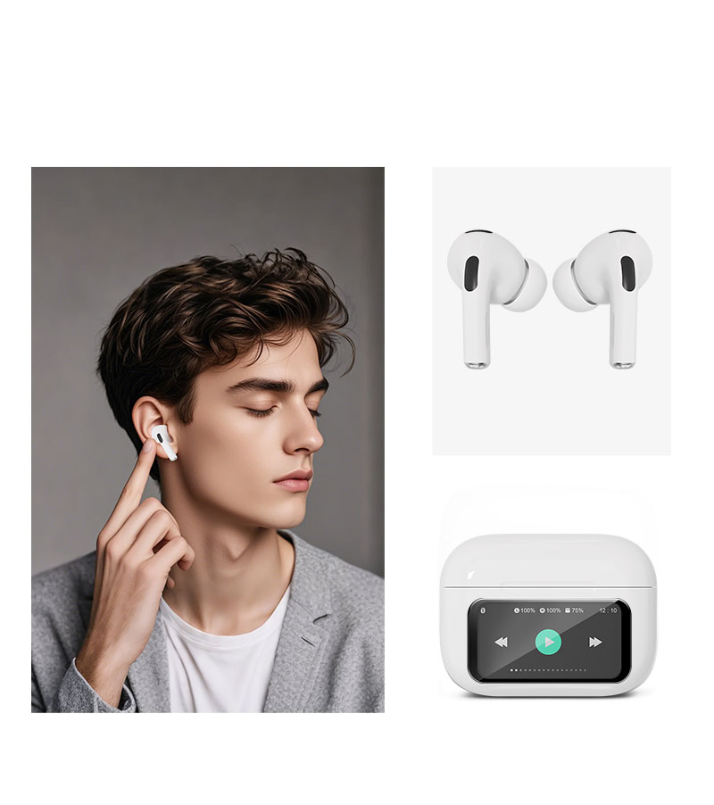 明誠 ＼2026最新モデル／ 液晶付きイヤホン ワイヤレスイヤホン 大画面