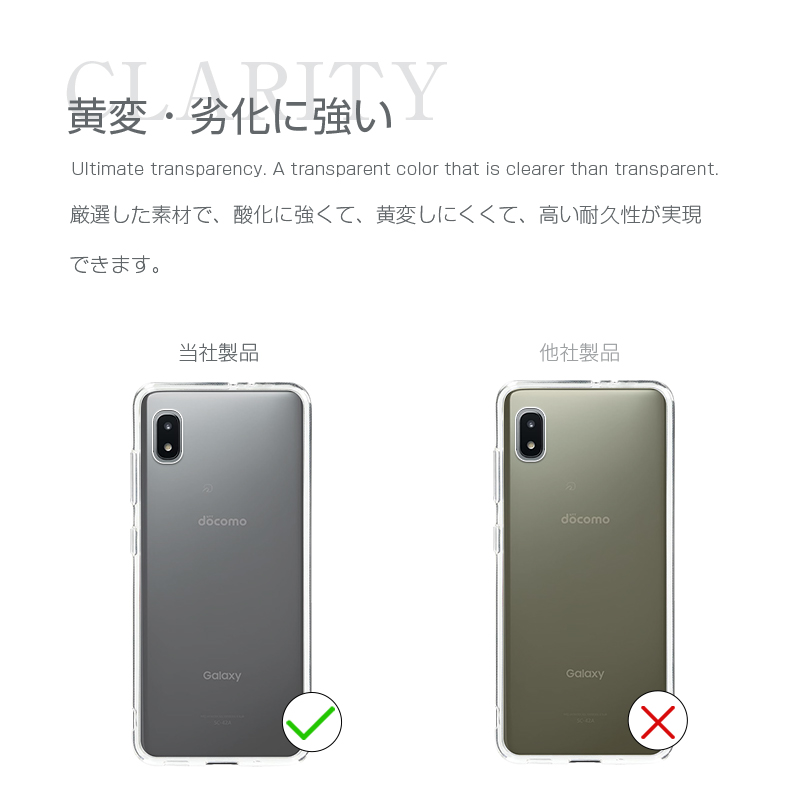 Galaxy A21 SC-42A ケース クリア 透明維持 防水防滴 汚れ防止 変形し
