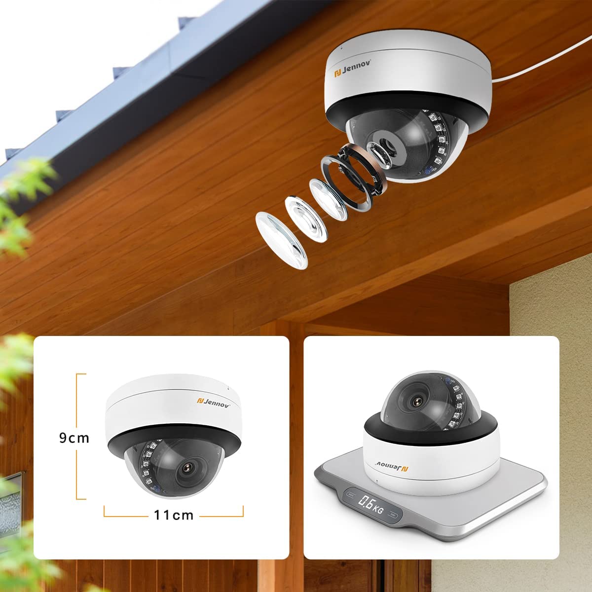 jennov 防犯カメラ 増設 POE増設専用カメラ 300万画素 屋外 poe給電 外