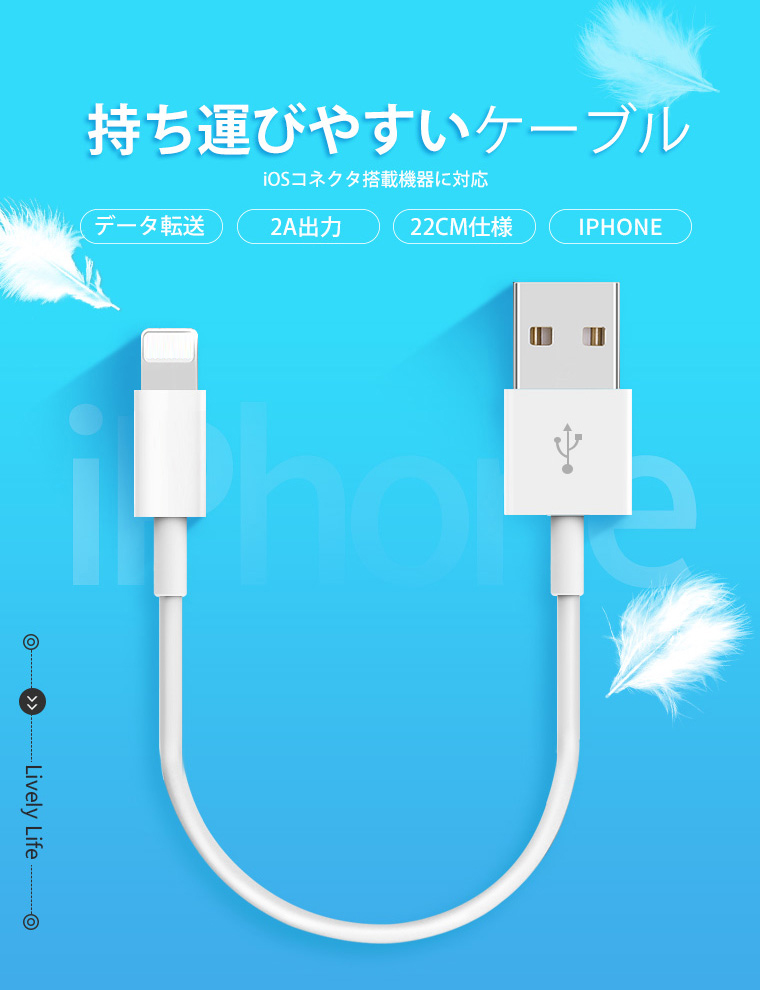 LivelyLife（ライブリーライフ） 2本セット iPhone USB 充電ケーブル