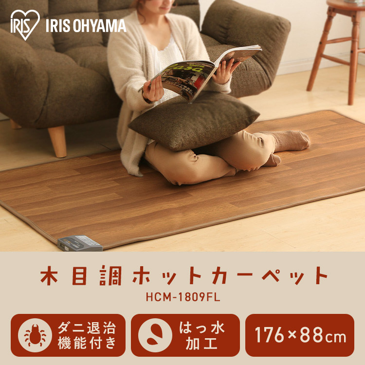 IRIS OHYAMA（アイリスオーヤマ） 木目調ホットカーペット 88×176cm