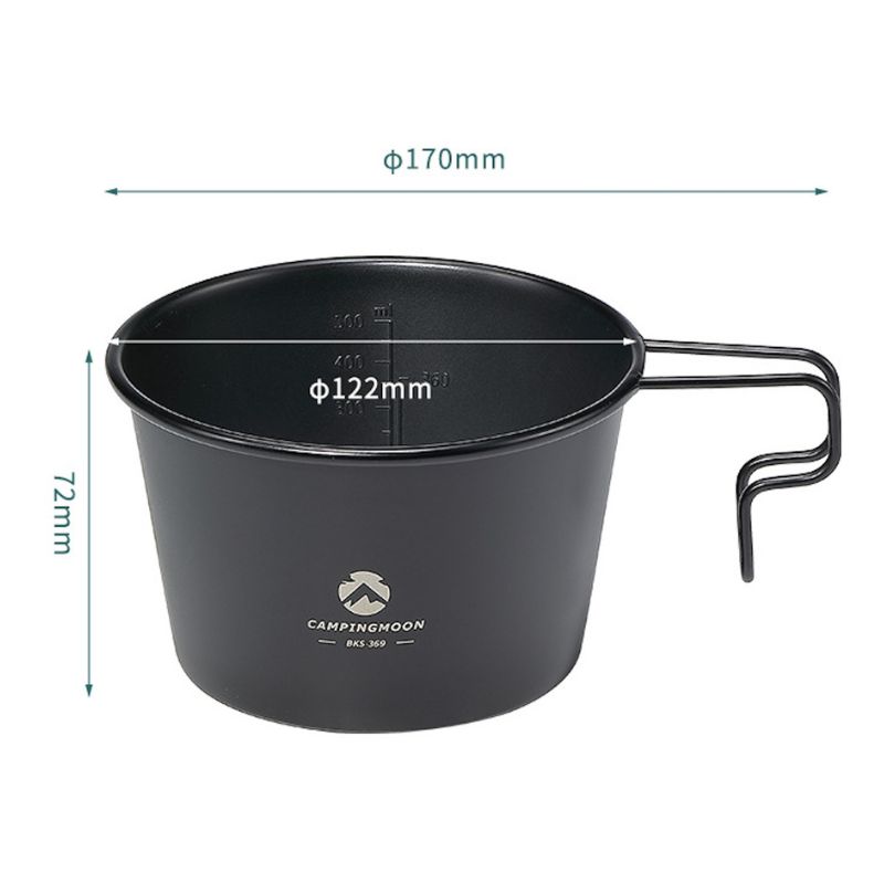 CAMPINGMOON シェラカップ 深型 ブラック 黒 600ml 直火 ステンレス