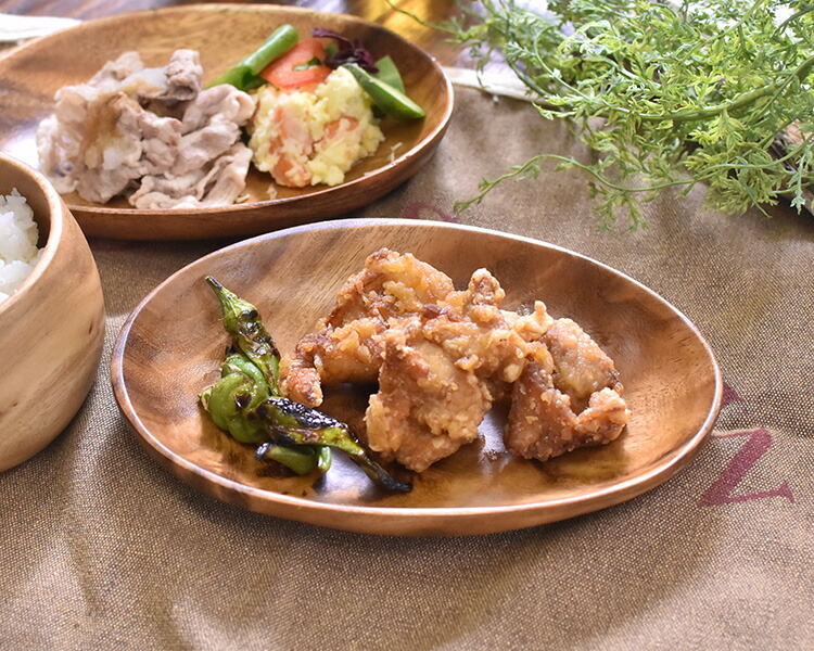 不二貿易（Fuji Boeki） アカシア 食器 【エッグ型トレイM】 W19cm