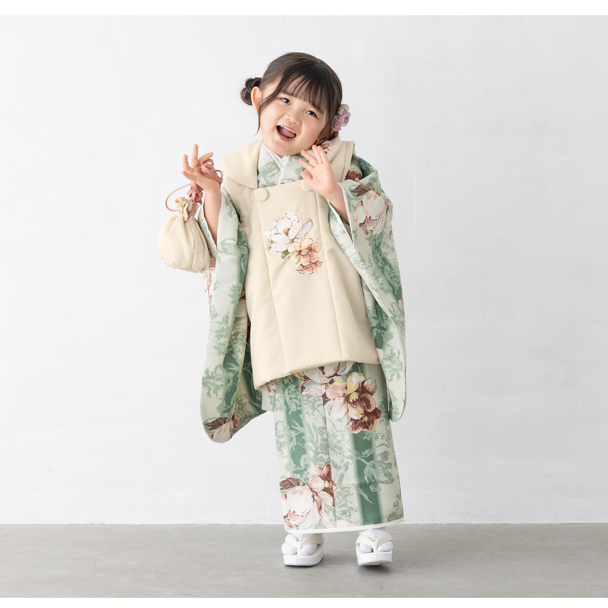 SOUBIEN（創美苑） レンタル 七五三 女の子 3歳 着物 被布 フルセット