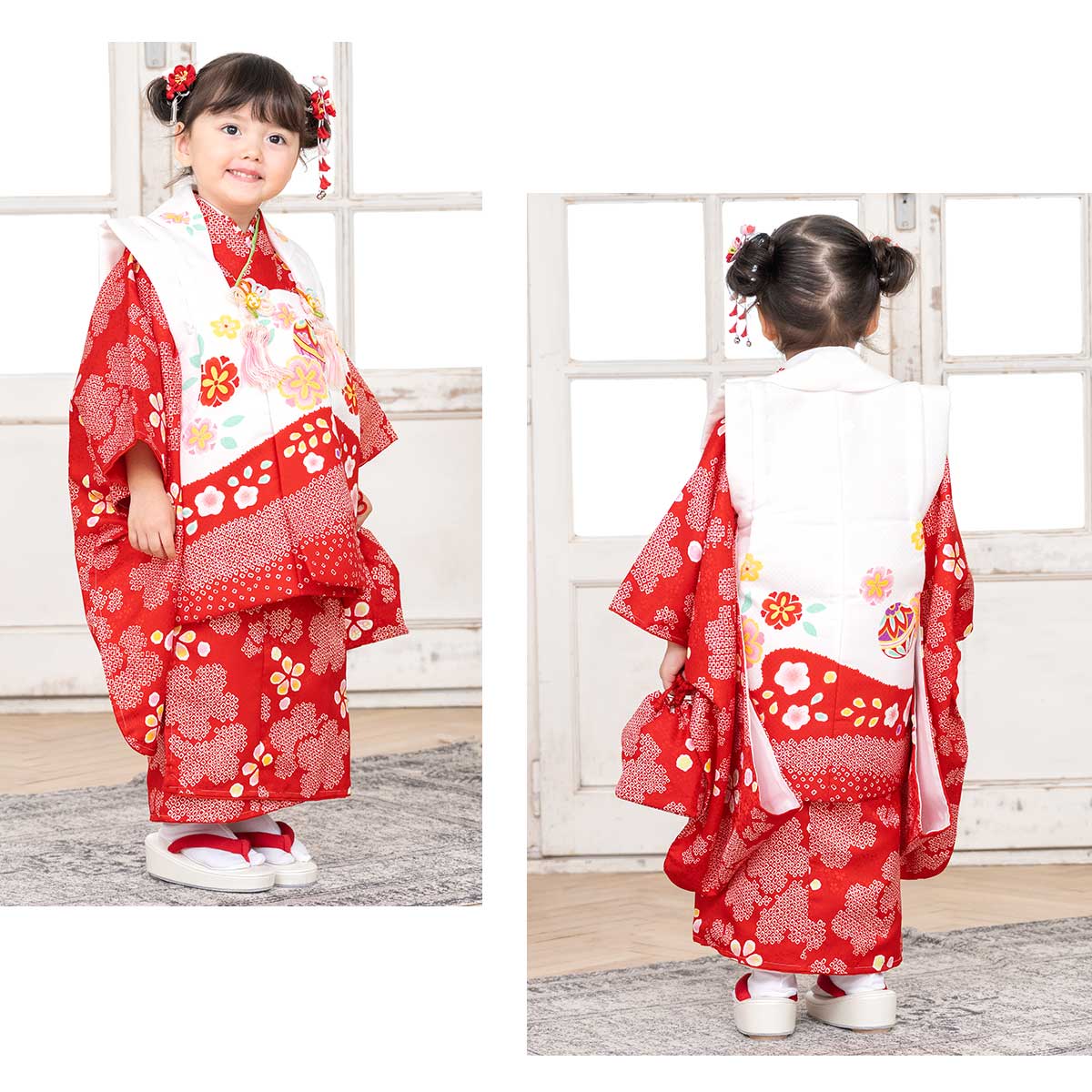 SOUBIEN（創美苑） レンタル 七五三 女の子 3歳 着物 被布 フルセット