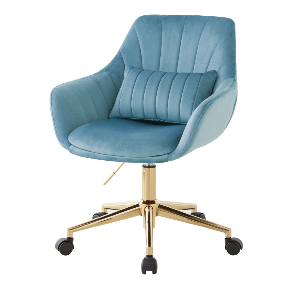 ASHEL デスクチェア おしゃれ ベロア キャスター 金脚 疲れない 韓国