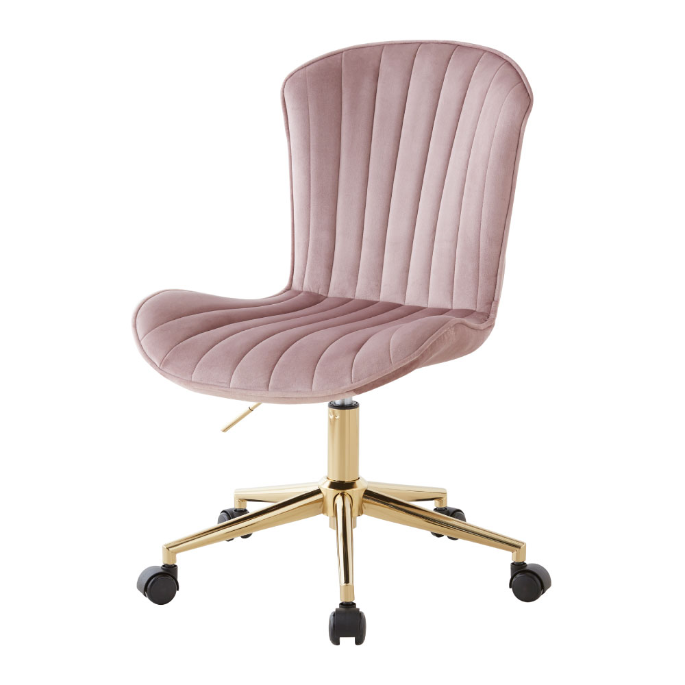 ASHEL デスクチェア おしゃれ ベロア キャスター 金脚 かわいい 韓国