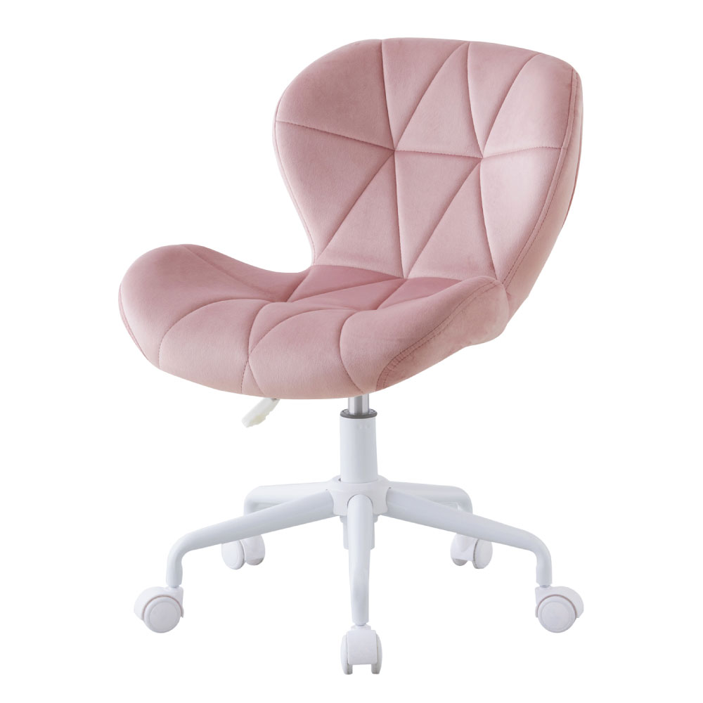 ASHEL デスクチェア おしゃれ ベロア キャスター 白脚 かわいい 韓国