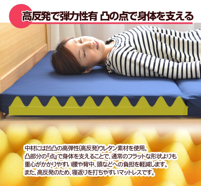 点で支える 高反発 三つ折りマットレス シングル 〔〕 : ふとん工場