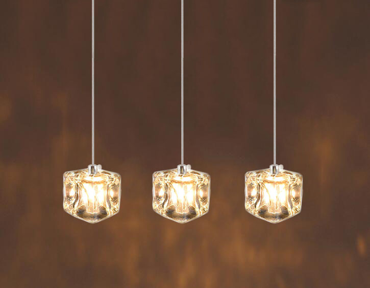 ペンダントライト 3灯 ガラスキューブ ガラスライト 北欧風