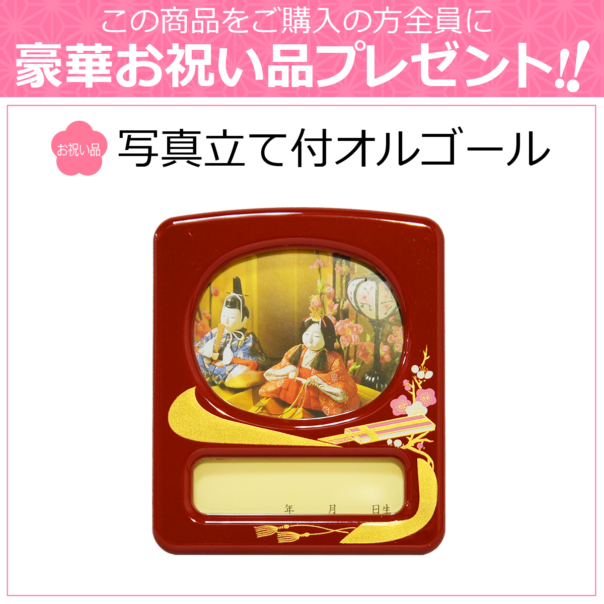 雛人形 ケース飾り 親王飾り 白木 アクリルケース 藤翁作 おぼこ親王