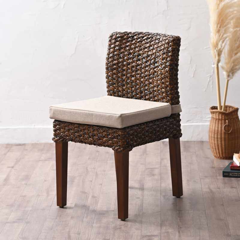 ダイニングチェア ウォーターヒヤシンス おしゃれ クッション ラタン