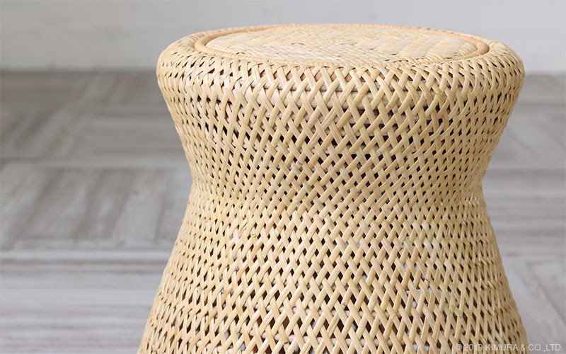 ラタンスツール 円形 鼓型 おしゃれ かわいい ラタン 籐 玄関椅子