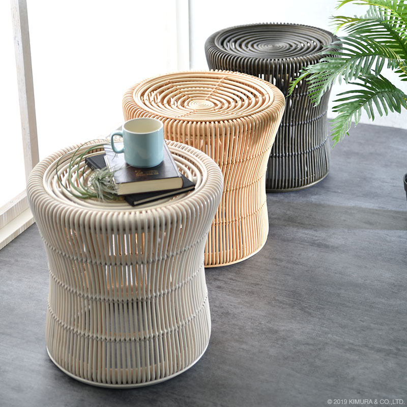ラタンスツール 円形 おしゃれ かわいい ラタン 籐 玄関 椅子