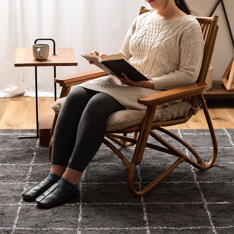 パーソナルチェア リラックスチェア ラタン ナチュラル クッション