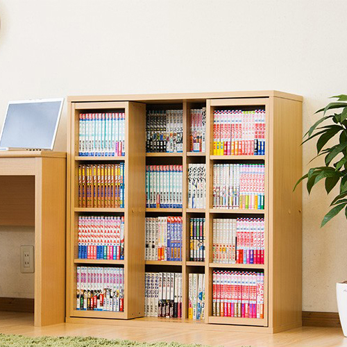 スライド本棚 全段B6 奥深 幅90cm 完成品 本棚 ダブルスライド