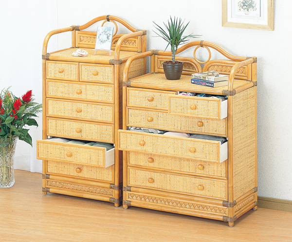 今枝商店 ラタンチェスト 籐家具 チェスト6杯 ワイドタイプ 65センチ幅