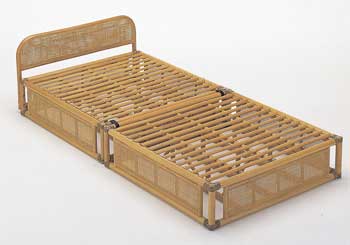 籐(ラタン)ベッド ヘッドボード付籐すのこベット シングル アジアン