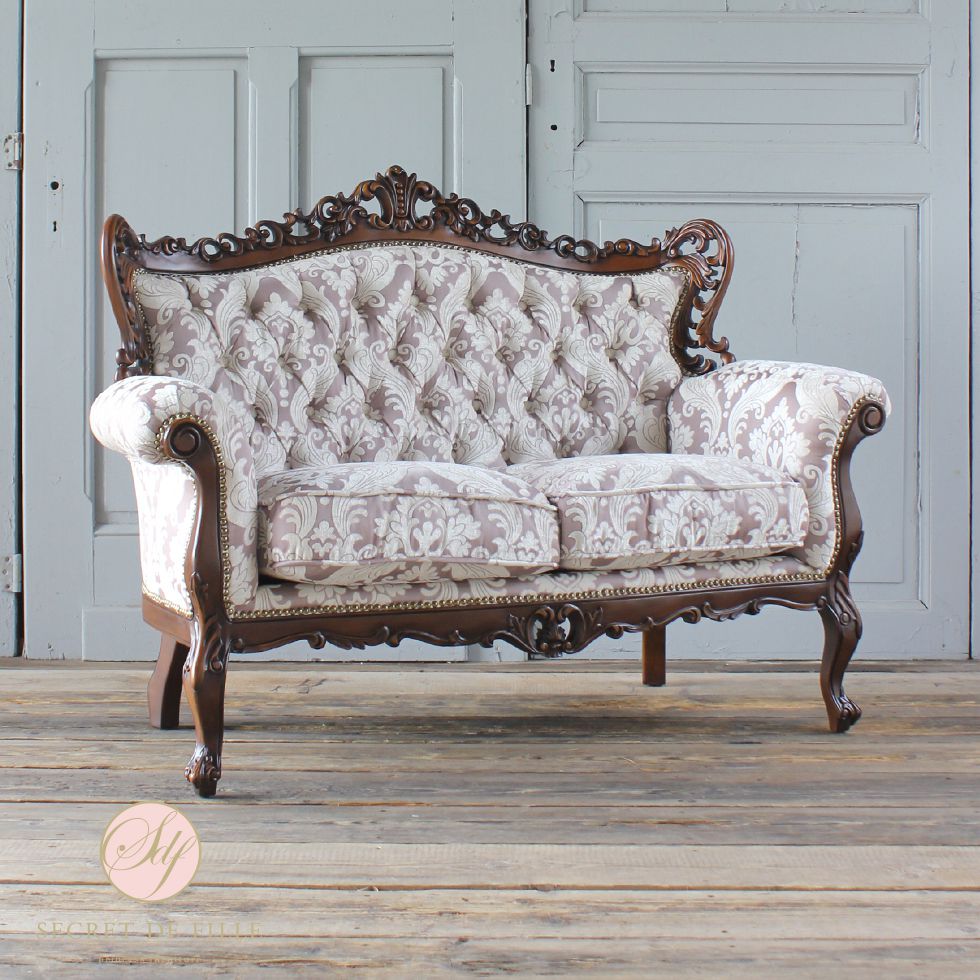 姫系 家具 ソファ 2人掛け ロココ 調 猫脚 ソファー お姫様 サロン