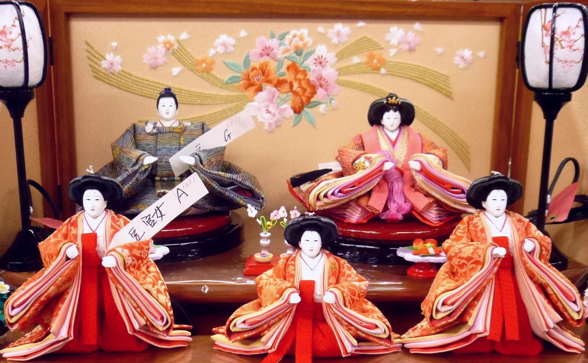 ひな人形☆二段五人飾り H2−19x2☆横幅58*奥行35*高さ