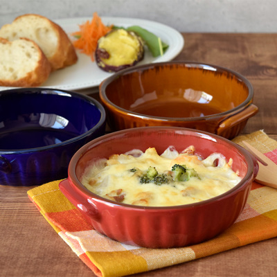 ラウンドグラタン皿 17cm CAFEストライプ 洋食器 グラタン皿 耐熱皿