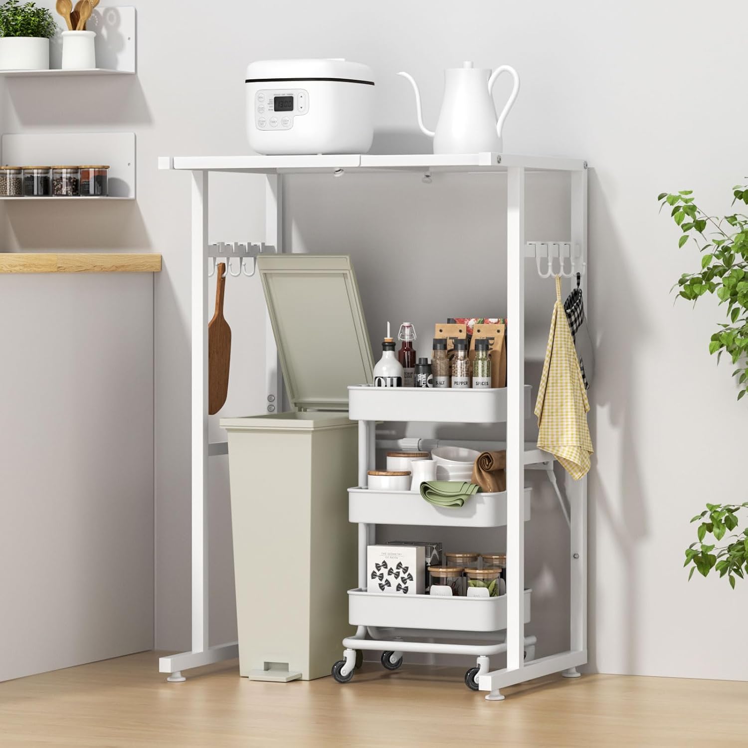 ゴミ箱上ラック レンジラック スチール 伸縮 40-60×奥行40×高さ86.5cm