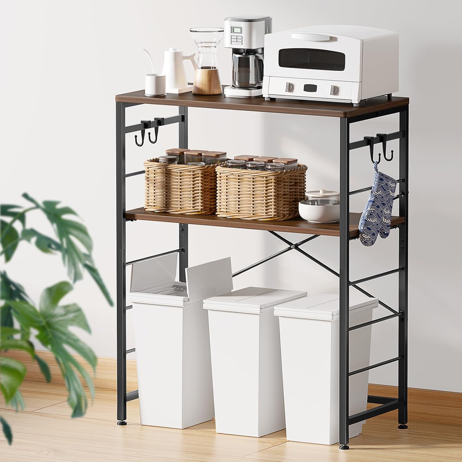 ゴミ箱上ラック キッチンラック W80×D40×H100cm 棚高さ5段調整 レンジ