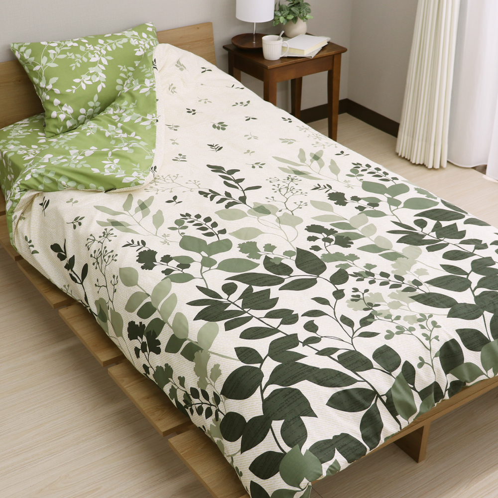 掛け布団カバー シングルロングサイズ 約150×210cm リーフ 掛布団