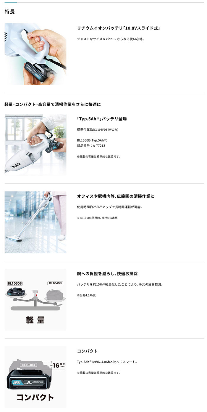 マキタ（makita） 掃除機 CL108FDZW 充電式クリーナー カプセル式 10.8