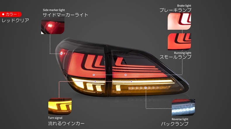 VLAND 10系 RX LEDテール LEXUS RX270 RX350 RX450h LEDテールランプ