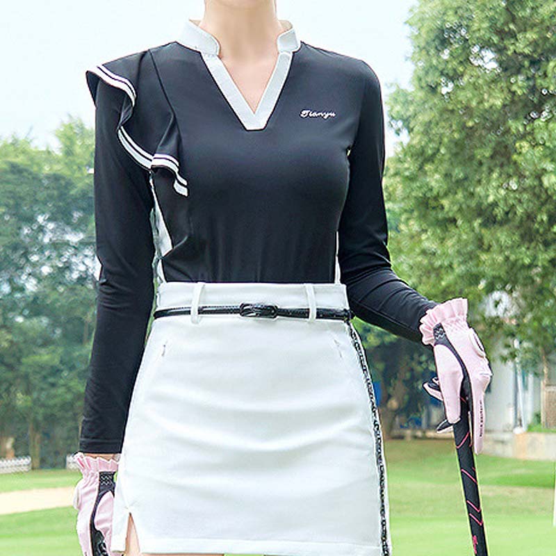 ゴルフウェア レディース ゴルフ ポロシャツ 長袖 ストレッチ 伸縮
