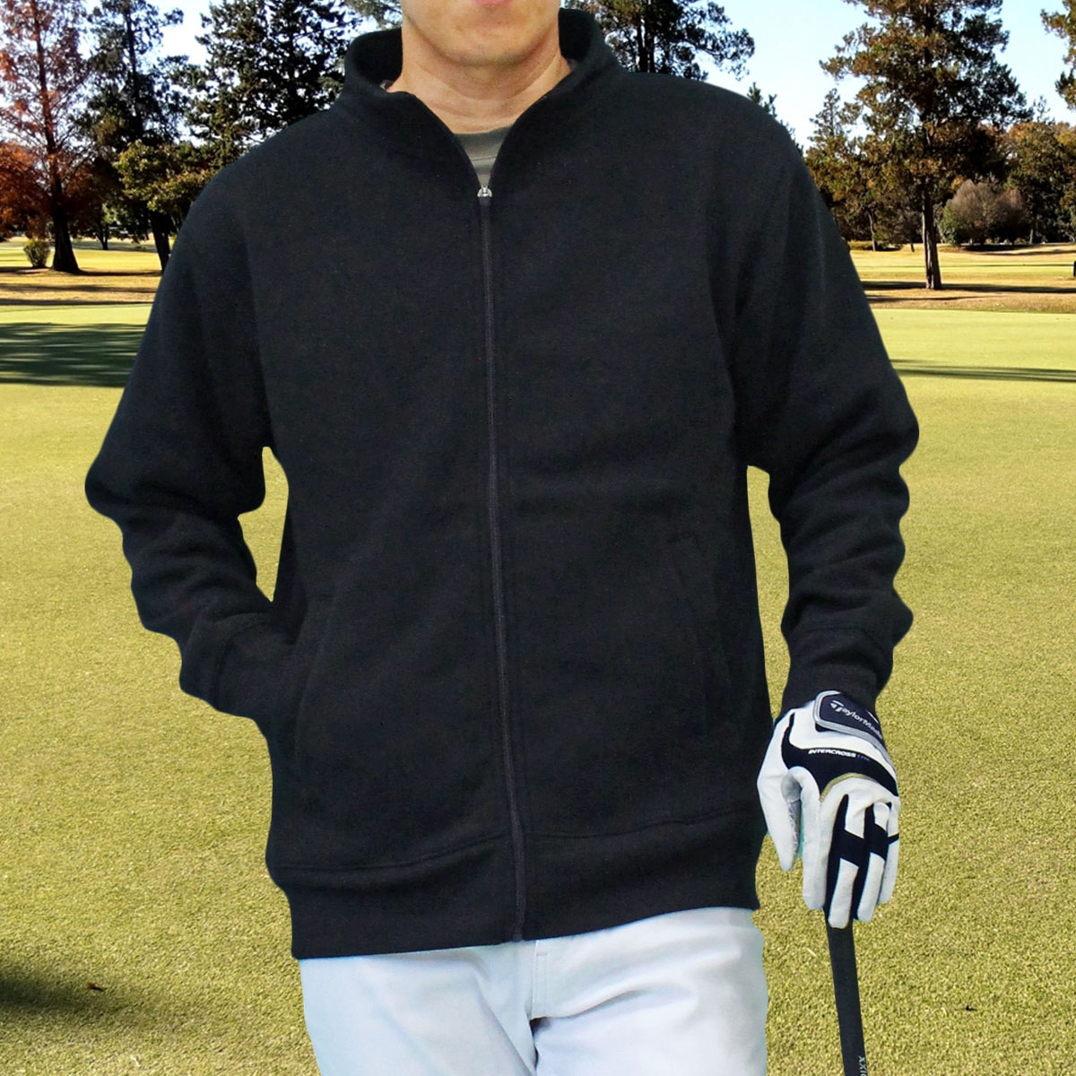 ゴルフウェア メンズ ジップアップトレーナー 裏起毛 スウェット