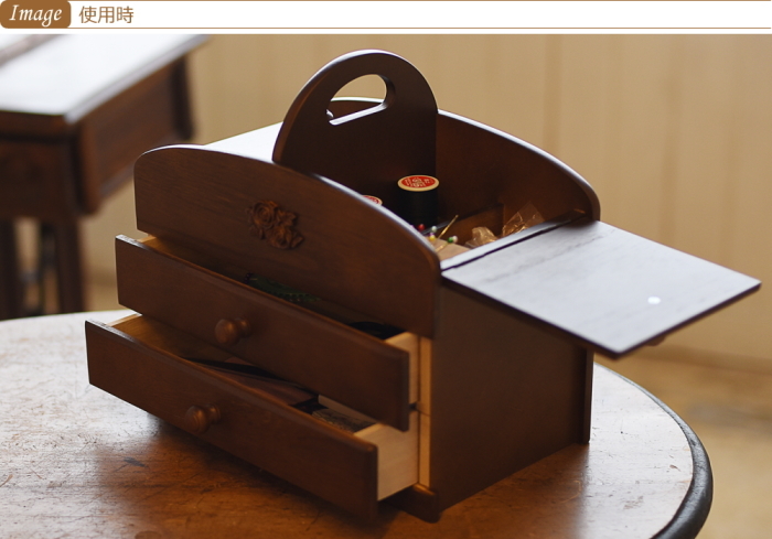 裁縫箱 ソーイングボックス 木製 裁縫道具箱 3段 日本製 : 通販タウン