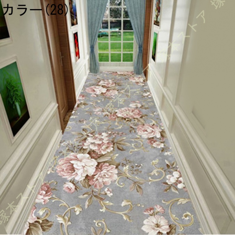 廊下用カーペット ロング 3Dプリント 洗えるラグ 廊下マット キッチン