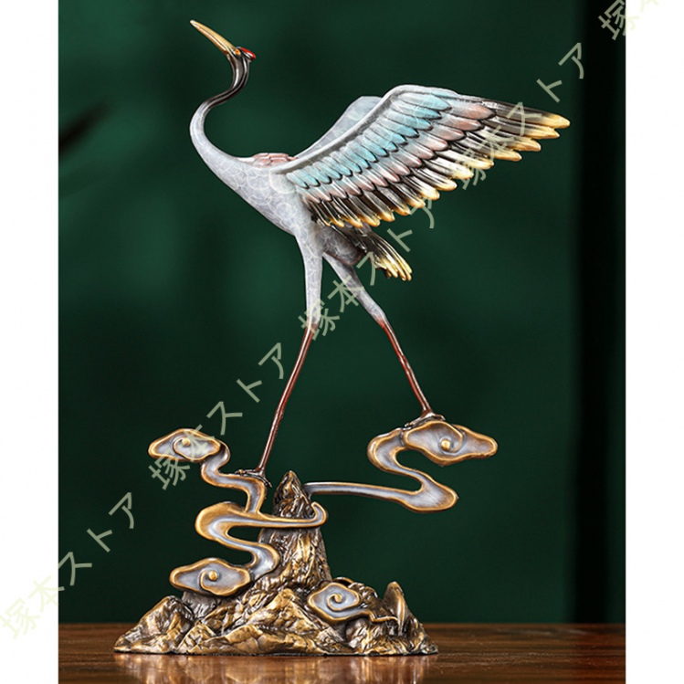 鶴 置物 アニマルオブジェ 真鍮製 工芸品 おしゃれ インテリア 鶴の