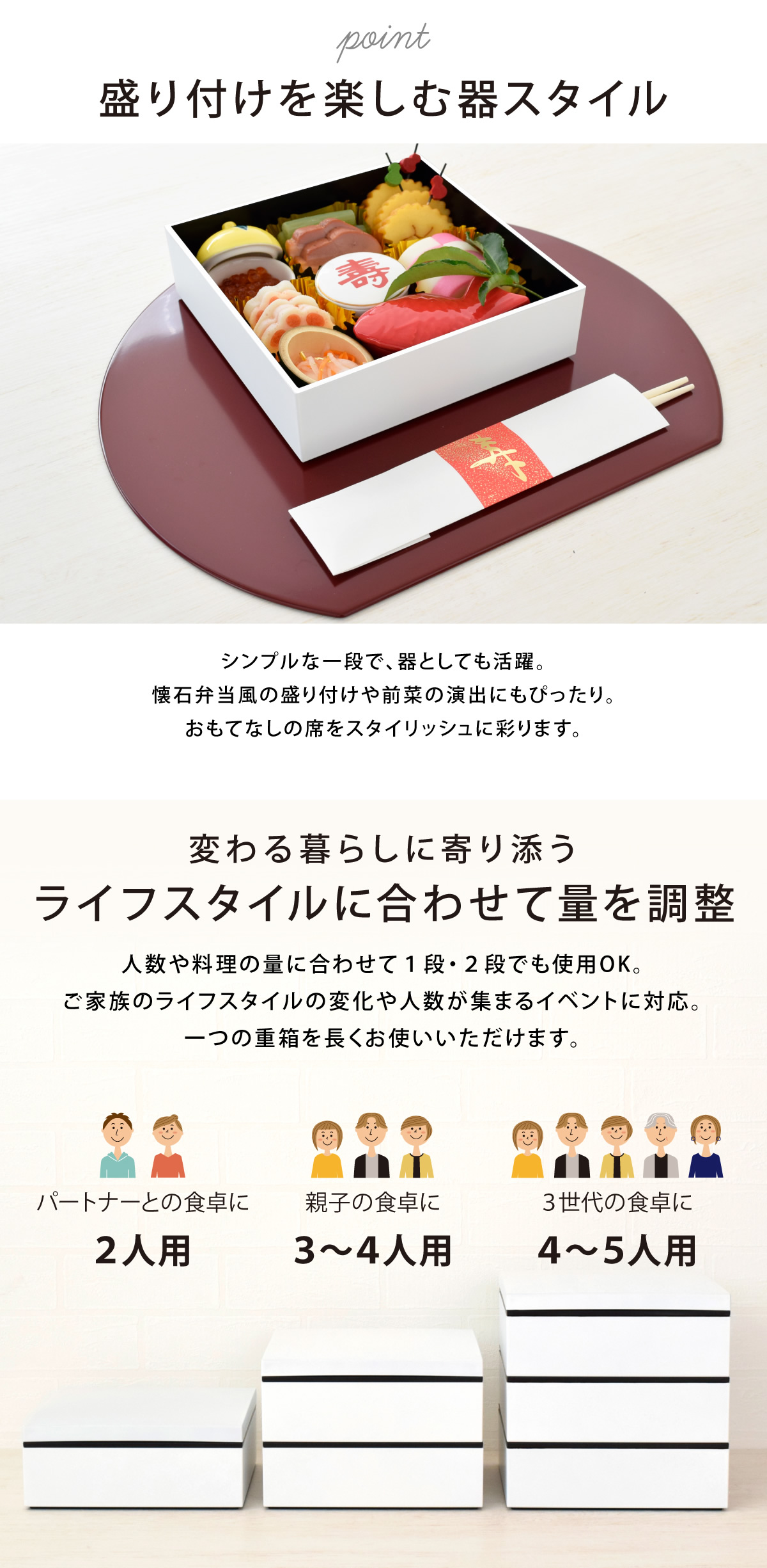 ベルト付き 6寸 おしゃれ おせち 運動会 4人用 5人用 角重 NMnkk (NO
