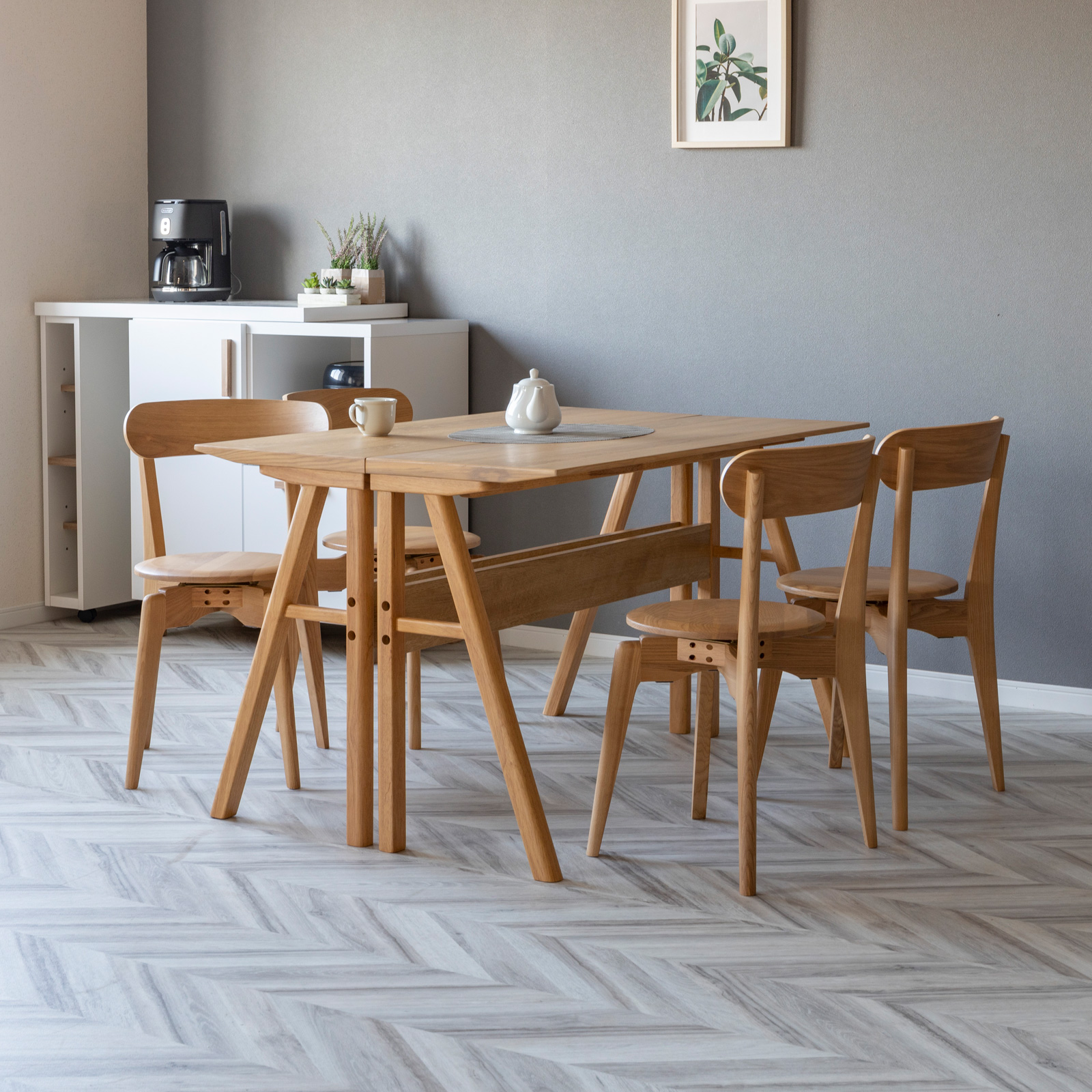 シギヤマ家具工業 ダイニングテーブルセット 4人掛け 北欧 回転椅子