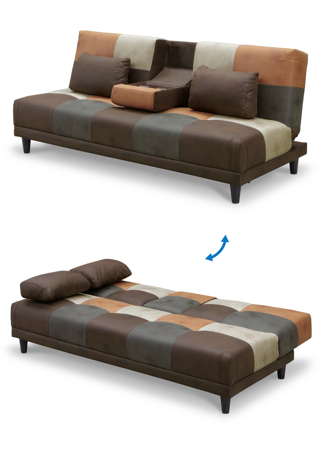 ソファーベット ソファーベッド ソファベッド パッチワーク 市松模様