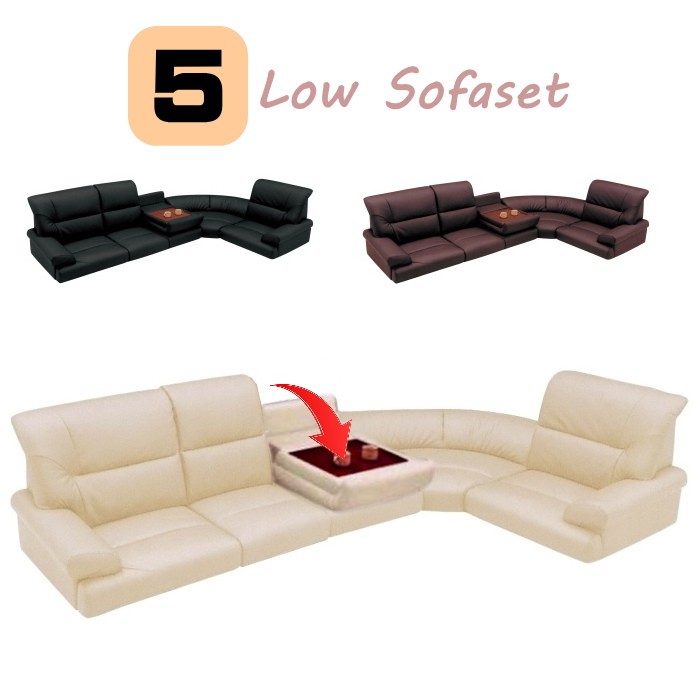 ローソファ コーナーソファ 5点セット 5人掛け 合成皮革 PVC フロア
