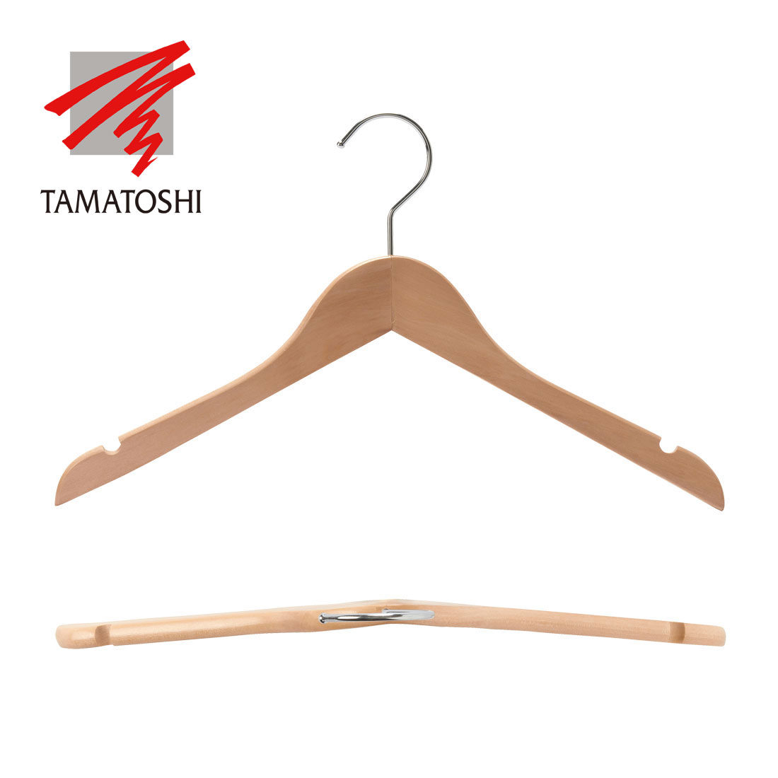 TAMATOSHI 木製ハンガー 20本セット バー付き バーなし 洋服ハンガー