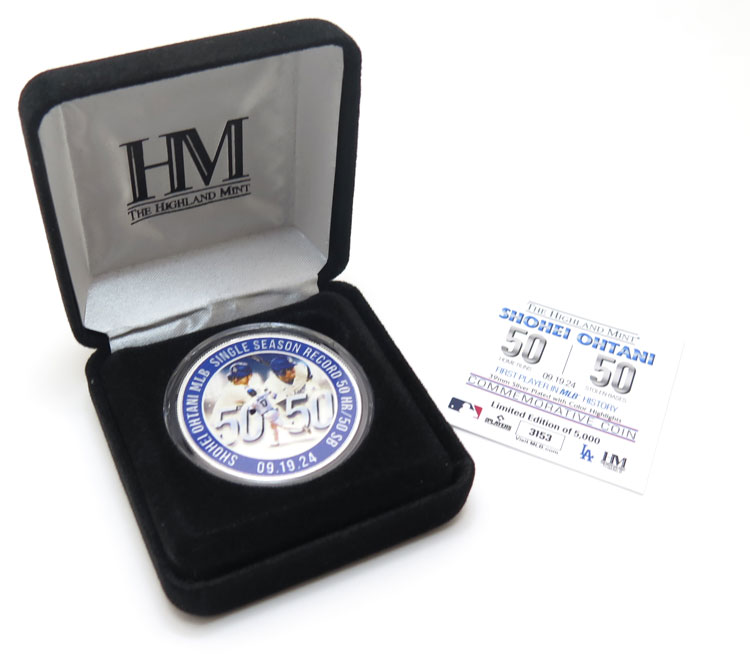 大谷翔平 50本塁打 50盗塁 50-50 達成記念品 シルバープレートコイン