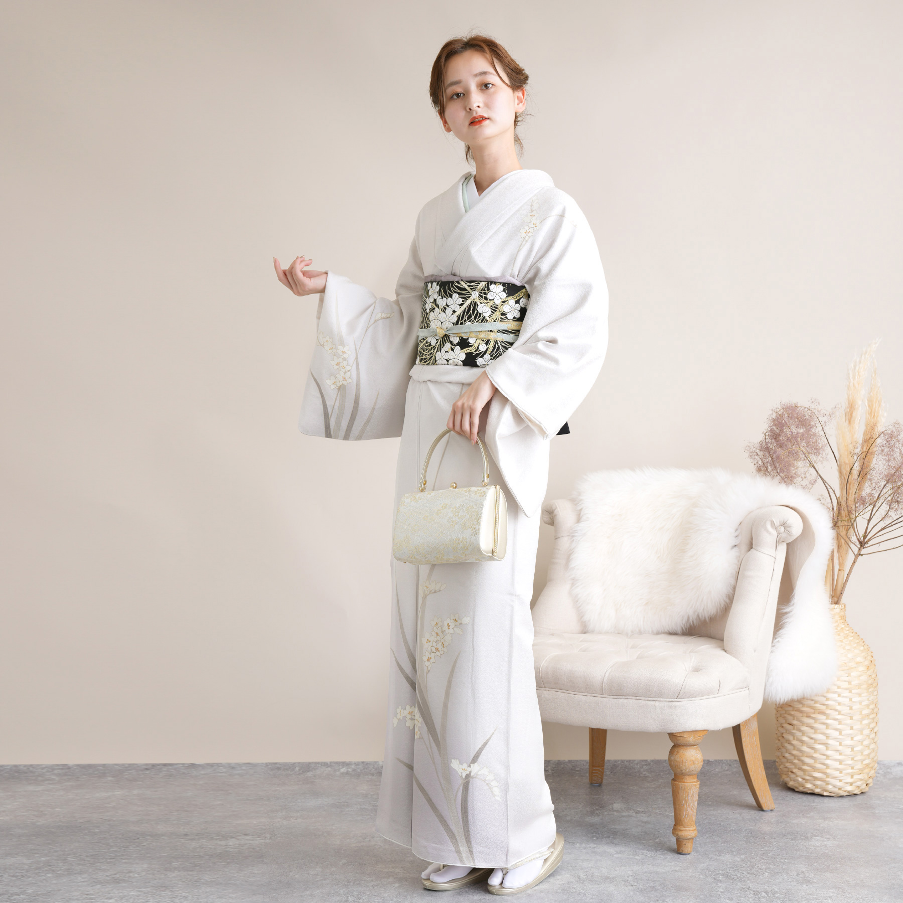 訪問着 レンタル おしゃれ 20点 フルセット 正絹 着物 花柄 七五三