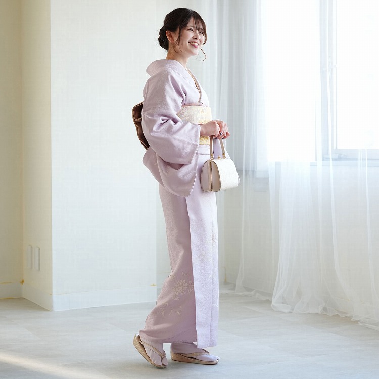 訪問着 レンタル おしゃれ 20点 フルセット 正絹 着物 花柄 紫系